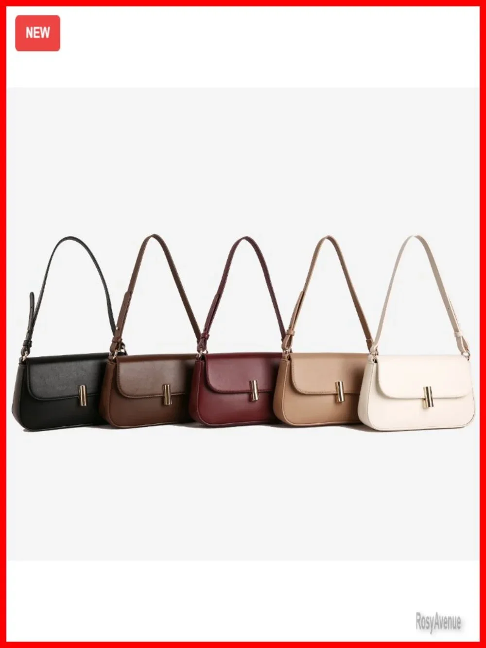 Small Vegan Leather Hobo Shoulder Bag with Triple Flap Closure & Adjustable
